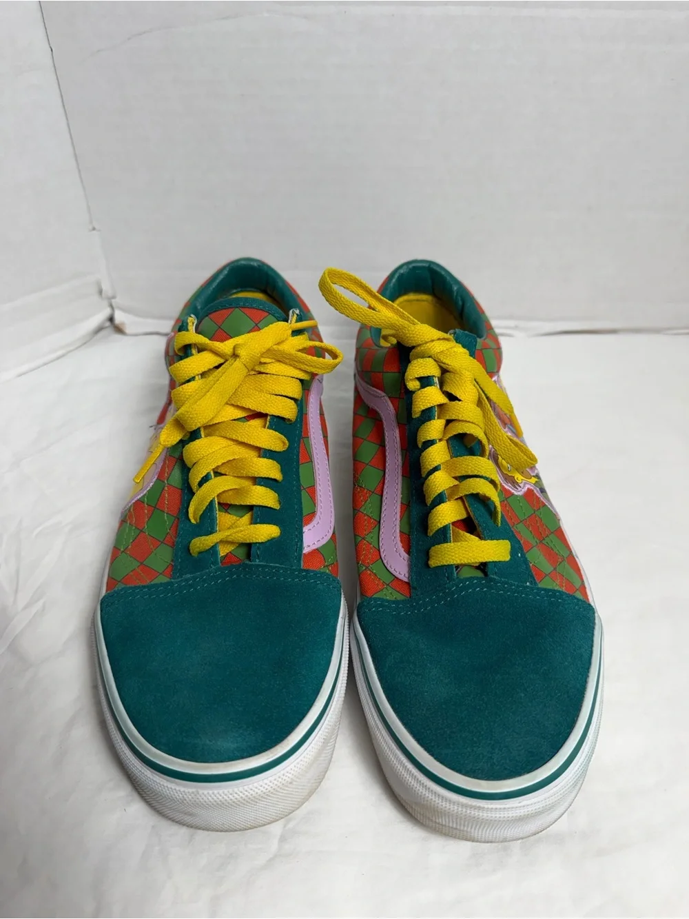 Vans The Simpsons Green, Red & Yellow Argyle Low-Top Sneakers